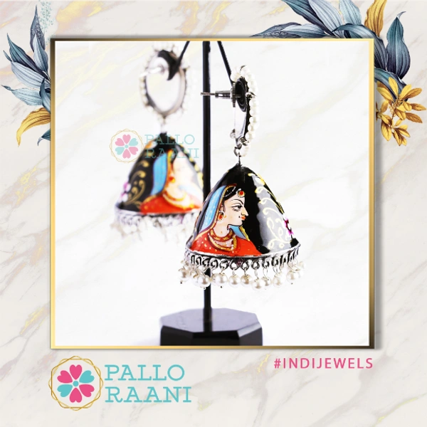 Handpainted Radhakrishna - black, silver